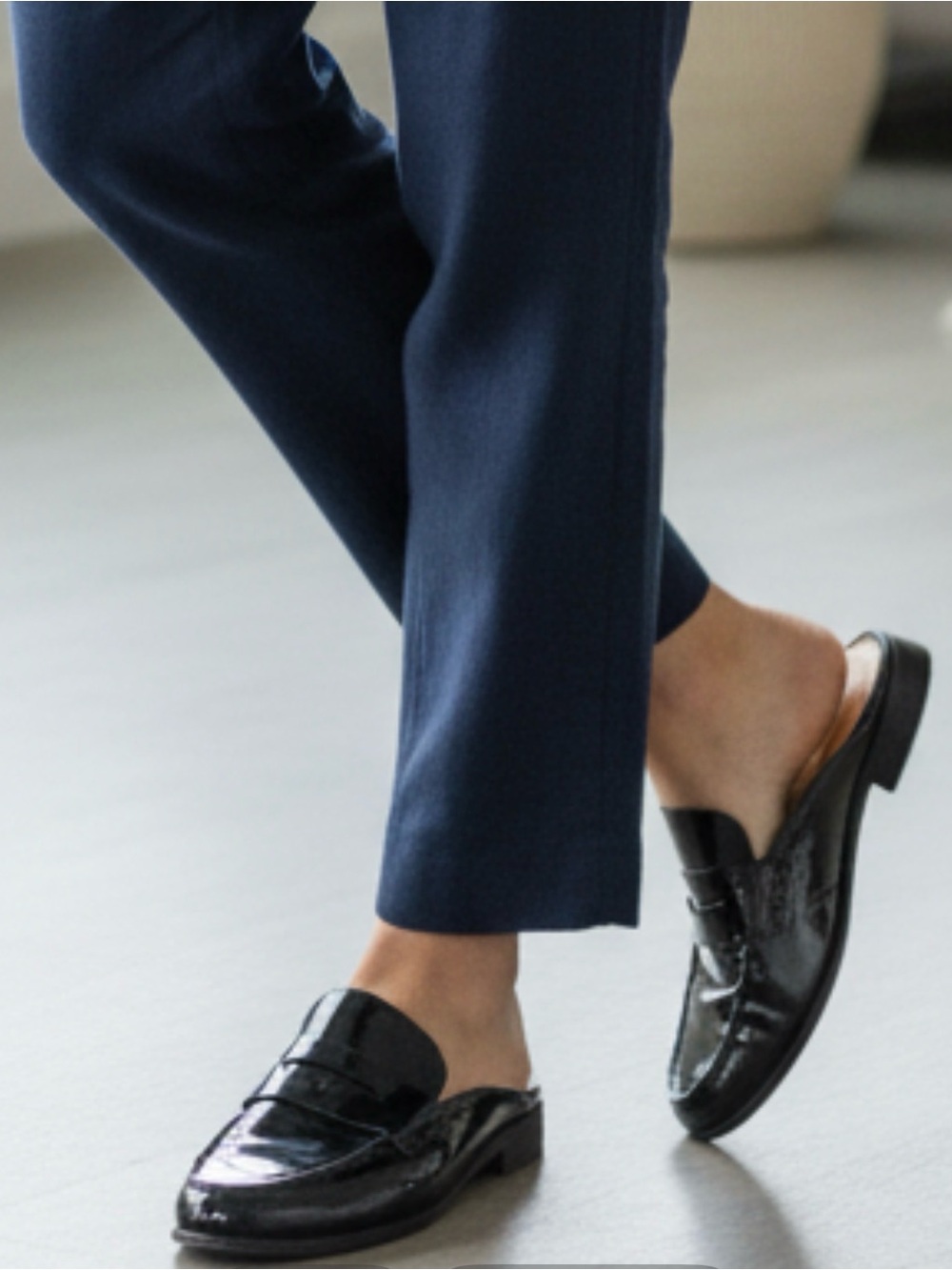 CBK 90's Preppy Quiet Luxury Black Patent Leather Loafer Mules By Franco Sarto